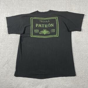 Patron Tequila Shirt Mens XL Black Faded 90s Made USA Alcohol Drinking Promo